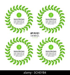 Infographic template with 4 options or steps. Green circles. Can be used for workflow layout, diagram, banner, webdesign. Vector illustration Stock Vector