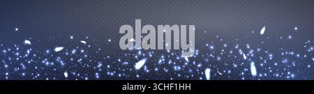 Blue glittering dots, particles, stars magic sparks. Glow flare light effect. Blue luminous points. Vector particles on transparent background. Stock Vector