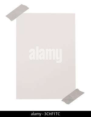 Empty note paper mockup with beige washi tapes. Message reminder A6 card template isolated on transparent background. White paper texture. Business Stock Photo