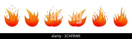 Fire. Fire Flame. Fire Set. Vector Illustration Isolated on White Background. Stock Vector