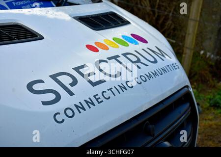Spectrum Communications Telecoms van with logo, Ireland. Stock Photo