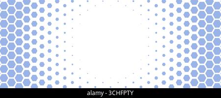 Blue white Hexagon honeycomb pattern fading geometric shape texture. Abstract futuristic background for technology, science, data UI design, skin care Stock Vector
