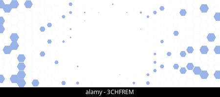 Blue white Hexagon honeycomb pattern fading geometric shape texture. Abstract futuristic background for technology, science, data UI design, skin care Stock Vector