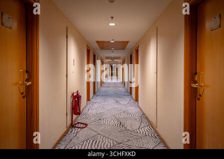 Kalabaka, Greece - Bright corridor in a hotel Stock Photo