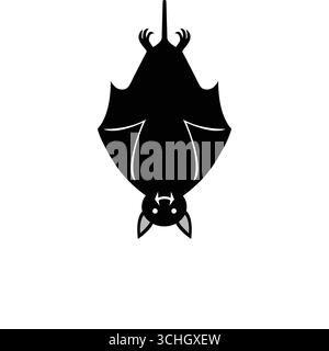 Cute bat hanging upside down a Halloween themed cartoon vector Stock Vector