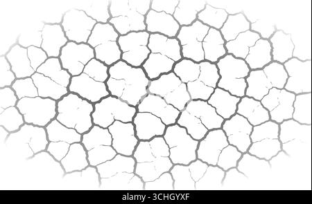 Fading Cracked Earth Texture with Soft Gradient Edges, Drought Dry Soil Pattern for Environmental or Abstract Backgrounds. Vector Illustration. Stock Vector