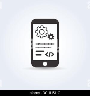 App development pictogram design outline icons Stock Vector