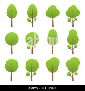 Set of Tree. Tree Icon. Vector Illustration Isolated on White Background. Stock Vector