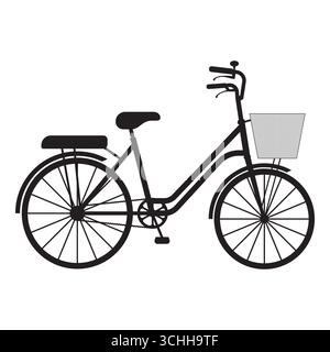 Bicycle Silhouette Icon. Classic Bicycle. Vector Illustration Isolated on White Background. Stock Vector