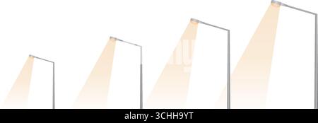 Street lamp Post with Spotlight Beam . Vector Illustration Isolated on White Background Stock Vector