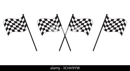 Race flag. Finishing flag. checkered flag. Black and white checkered flag. Vector Illustration. Stock Vector