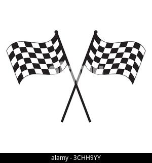 Race flag. Finishing flag. checkered flag. Black and white checkered flag. Vector Illustration. Stock Vector