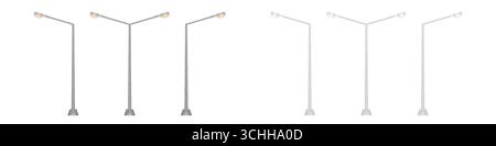 Public Street Light Pole Vector Illustration Isolated on White Background. Stock Vector
