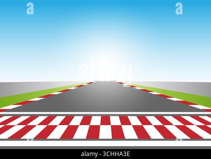 Asphalt racing track. Racing track with  Start or Finish line. Go-kart track. Race track road. Vector Illustration. Stock Vector
