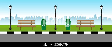 Green Park. Public Park. City Park Background. Vector Illustration. Stock Vector