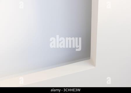 Minimalistic abstract design featuring clean lines and white shapes with soft shadows Stock Photo