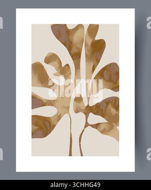 An Abstract Monstera Leaves Art Print created in beautiful Earthy Tones for your decor Stock Vector