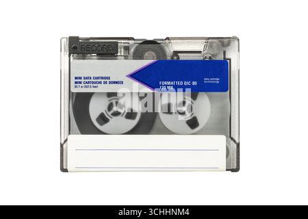 Vintage mini data cartridge isolated background Stock Photo