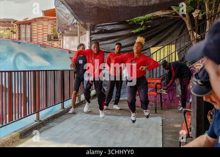 dance performance in comuna 13 (San Javier) in Medellin, Colombia Stock Photo