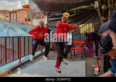 dance performance in comuna 13 (San Javier) in Medellin, Colombia Stock Photo