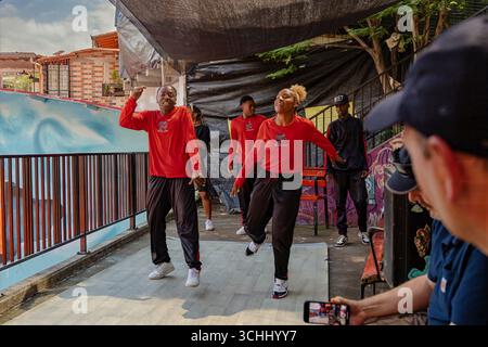 dance performance in comuna 13 (San Javier) in Medellin, Colombia Stock Photo