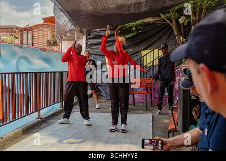 dance performance in comuna 13 (San Javier) in Medellin, Colombia Stock Photo