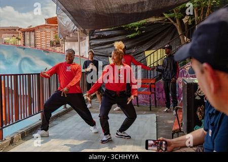dance performance in comuna 13 (San Javier) in Medellin, Colombia Stock Photo