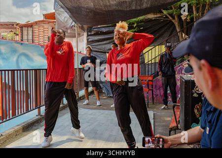dance performance in comuna 13 (San Javier) in Medellin, Colombia Stock Photo