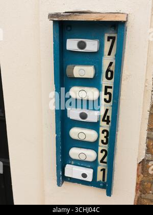 door bells or buzzers for entry into flats or apartments Stock Photo