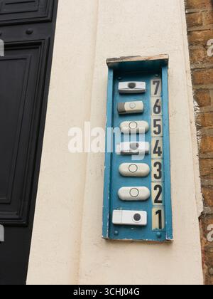 door bells or buzzers for entry into flats or apartments Stock Photo
