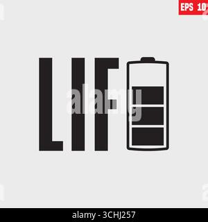 vector design battery life signifies energy, Loading of life, Short story of human in different life, Success is better than failure Stock Vector