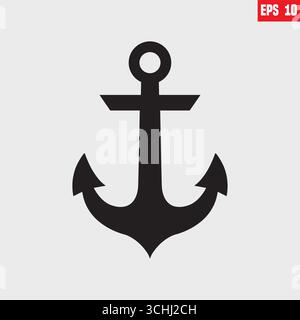 A black anchor vector silhouette Stock Vector