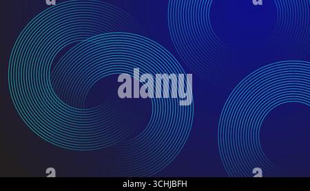 Abstract blue glowing geometric lines on dark blue background. Vector illustration. Stock Vector