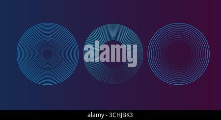 Abstract blue glowing geometric lines on dark blue background. Vector illustration. Stock Vector
