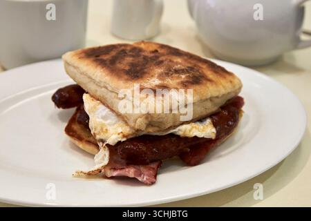bacon egg and sausage breakfast soda in a cafe in northern ireland uk Stock Photo
