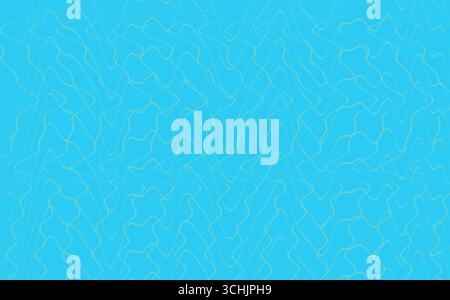 Abstract pattern of wavy lines on a bright blue background, mimicking water reflections or digital topography. Stock Photo