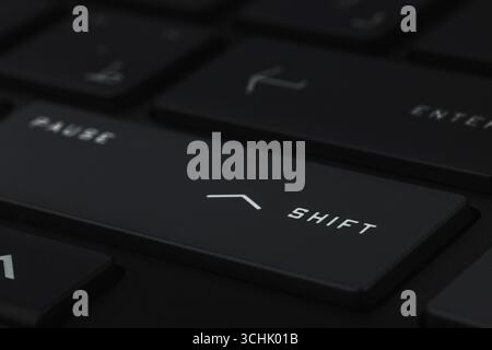 Close-up and full view of a modern computer keyboard, shift key Stock Photo