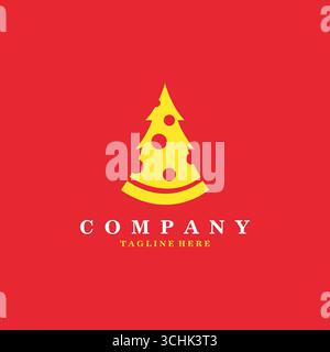 Logo Design Vector Combination Pine Tree And Pizza Stock Vector