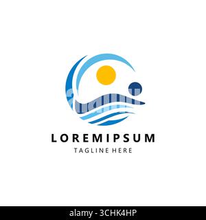 Swimming logo symbol icon graphic design illustration idea creative template vector Stock Vector