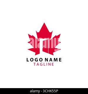 door canabian maple leaf logo design vector Stock Vector