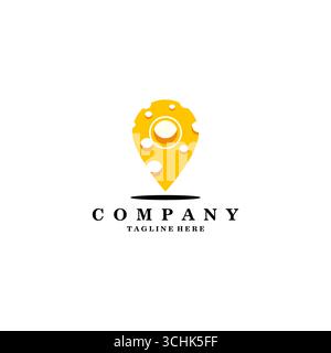 Cheese location logo on white design background Stock Vector