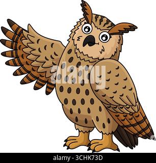 Eurasian Eagle Owl Colored Cartoon Illustration Stock Vector Image