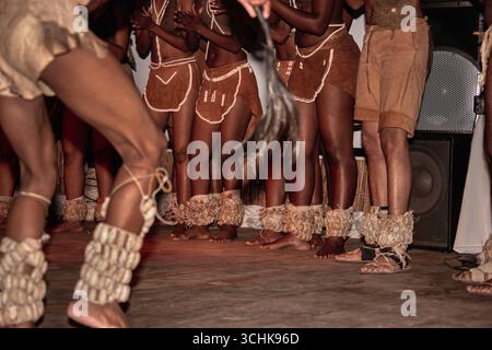 San or Bushman african dancers, Kaross with Tshega or Tjega South ...