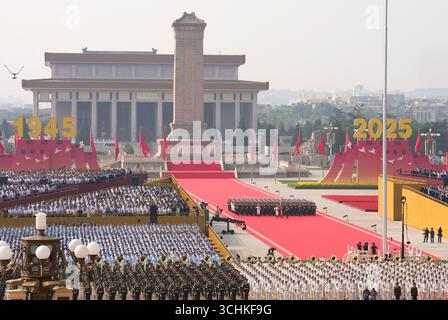 Beijing, China. 3rd Sep, 2025. A grand gathering to commemorate the 80th anniversary of the victory in the Chinese People's War of Resistance against Japanese Aggression and the World Anti-Fascist War is held in Beijing, capital of China, Sept. 3, 2025. Credit: Cai Yang/Xinhua/Alamy Live News Stock Photo