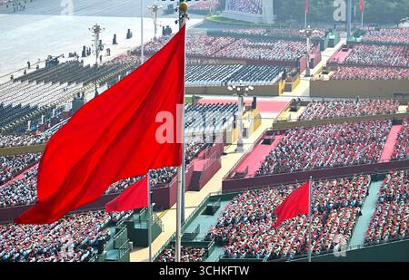 Beijing, China. 3rd Sep, 2025. A grand gathering to commemorate the 80th anniversary of the victory in the Chinese People's War of Resistance against Japanese Aggression and the World Anti-Fascist War is held in Beijing, capital of China, Sept. 3, 2025. Credit: Li Xiang/Xinhua/Alamy Live News Stock Photo