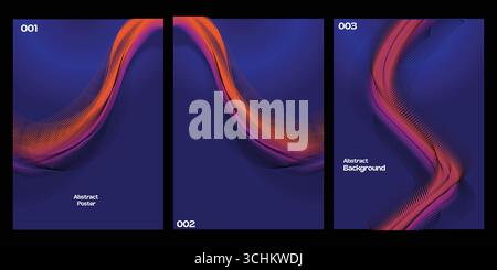 Abstract Fluid Wave Gradient Background Design – Futuristic Poster Template in Vibrant Purple and Orange Stock Vector
