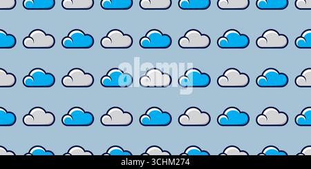 Abstract seamless pattern with blue clouds isolated on light gray background Stock Vector