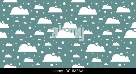 Seamless pattern with blue clouds on a blue gray background Stock Vector