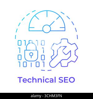 Technical seo blue gradient concept icon Stock Vector