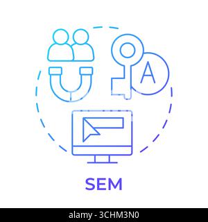 SEM blue gradient concept icon Stock Vector